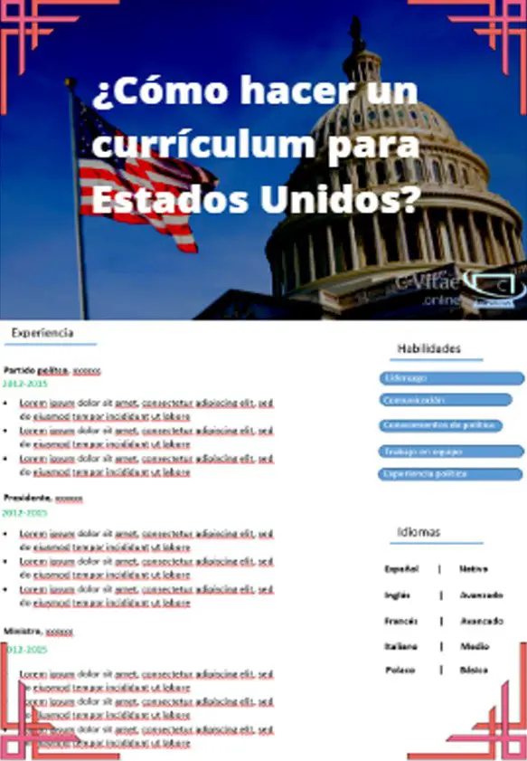 Currículum Para Estados Unidos Curriculum Vitae Online 5341